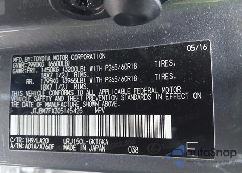 2016 Lexus Gx 460 z USA, uszkodzony, nr VIN JTJBM7FX3G5145425